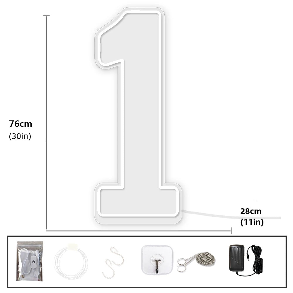 LED Neon Number Sign for Weddings | Customizable Event Lighting 76-100cm Tidesmit