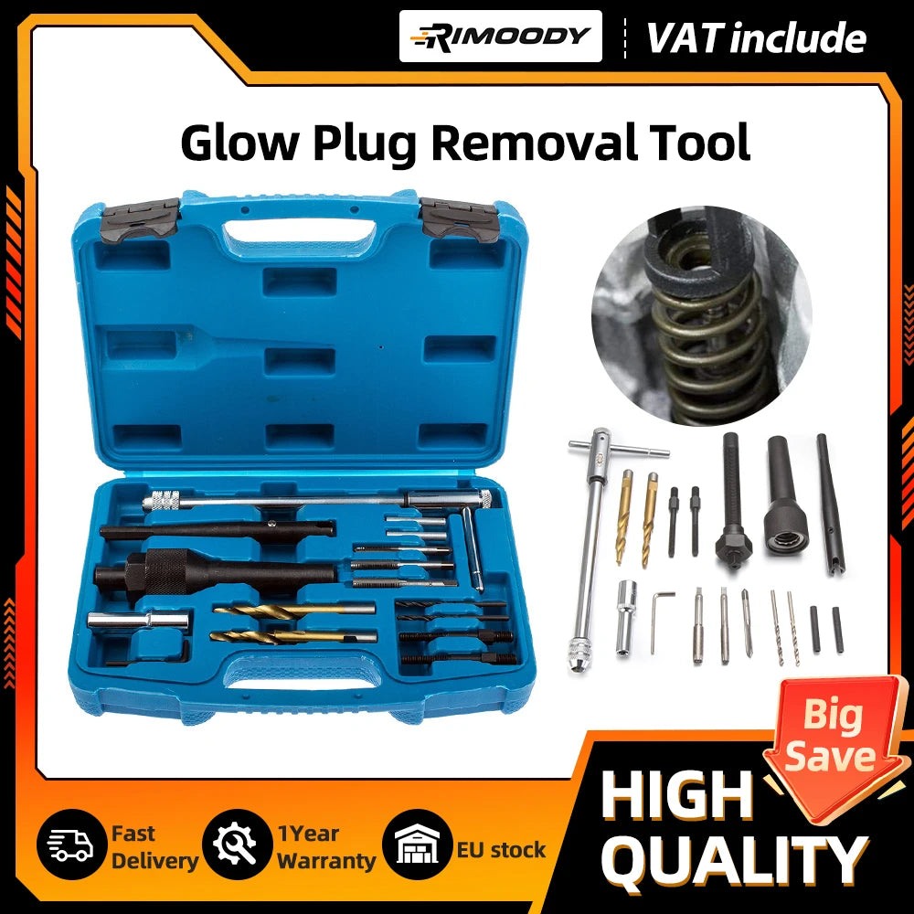 Podofo Glow Plug Removal Thread Repair Drill Wrench Tool Kit for Cylinder Heads Car Repair Glow Plug Remover Kit