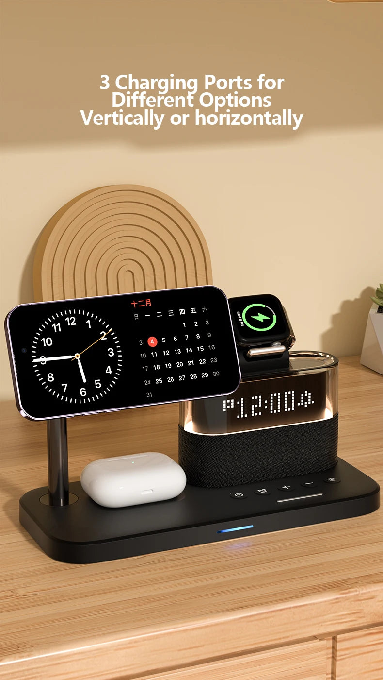 Qi2 Wireless Charger with Alarm Clock & RGB Light - Tidesmit Tidesmit