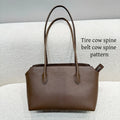 2026 new cow spine leather large capacity shoulder bag, leather handbag, commuting leather women's bag, high-end customized vers