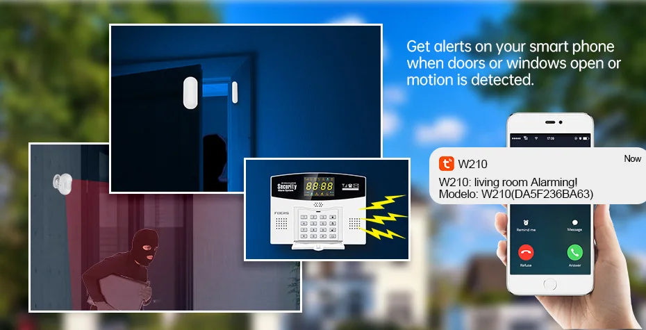 Fuers WIFI 4G 2G GSM Alarm System work with Tuya SmartBurglar Alarm Wireless Wired Security Zone Link Alexa Google Motion Sensor