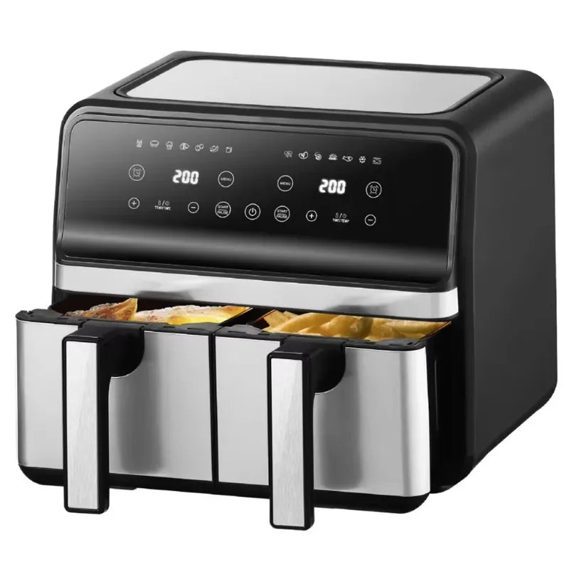 CBT Hot Sale Double Air Fryer With Dual Basket 8L 9L 10L Two Dual Zone 2 Basket Deep Air Fryer Electric Deep Fryer