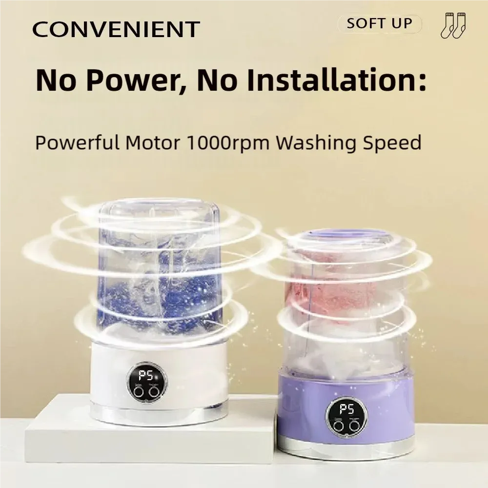 Tidesmit 1L Portable Washing Machine 3000mAh USB Type-C White