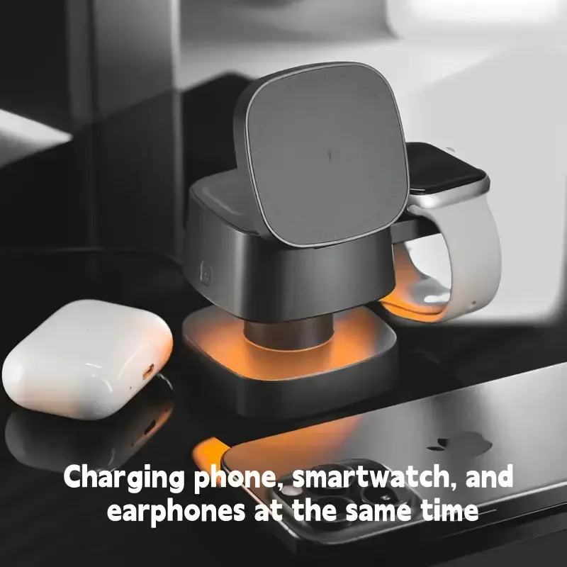 3-in-1 Magnetic Wireless Charger: Qi Certified Multi-Device Station Tidesmit