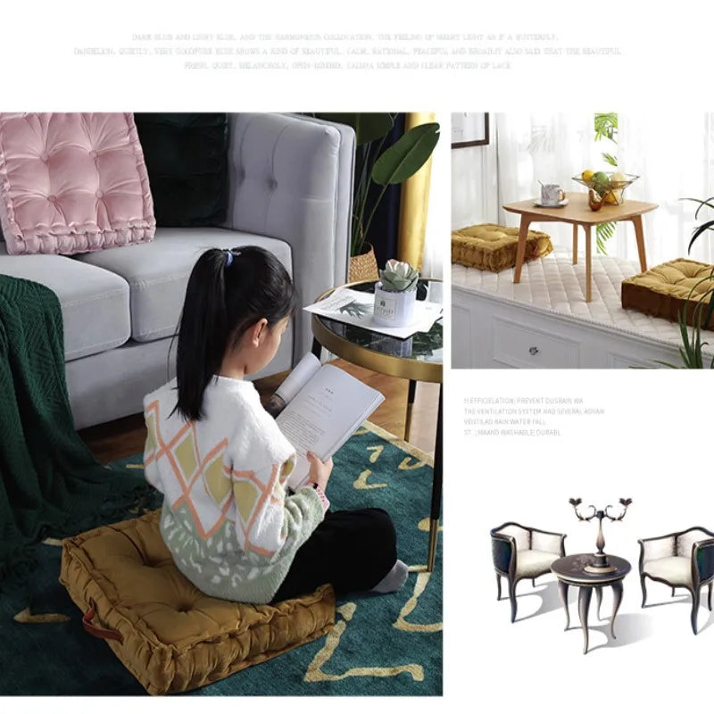 Square Thick Floor Seating Cushions Tufted Meditation Pillow Floor Pillow Seating with Carrying Handle Tatami Pad Christmas Gift