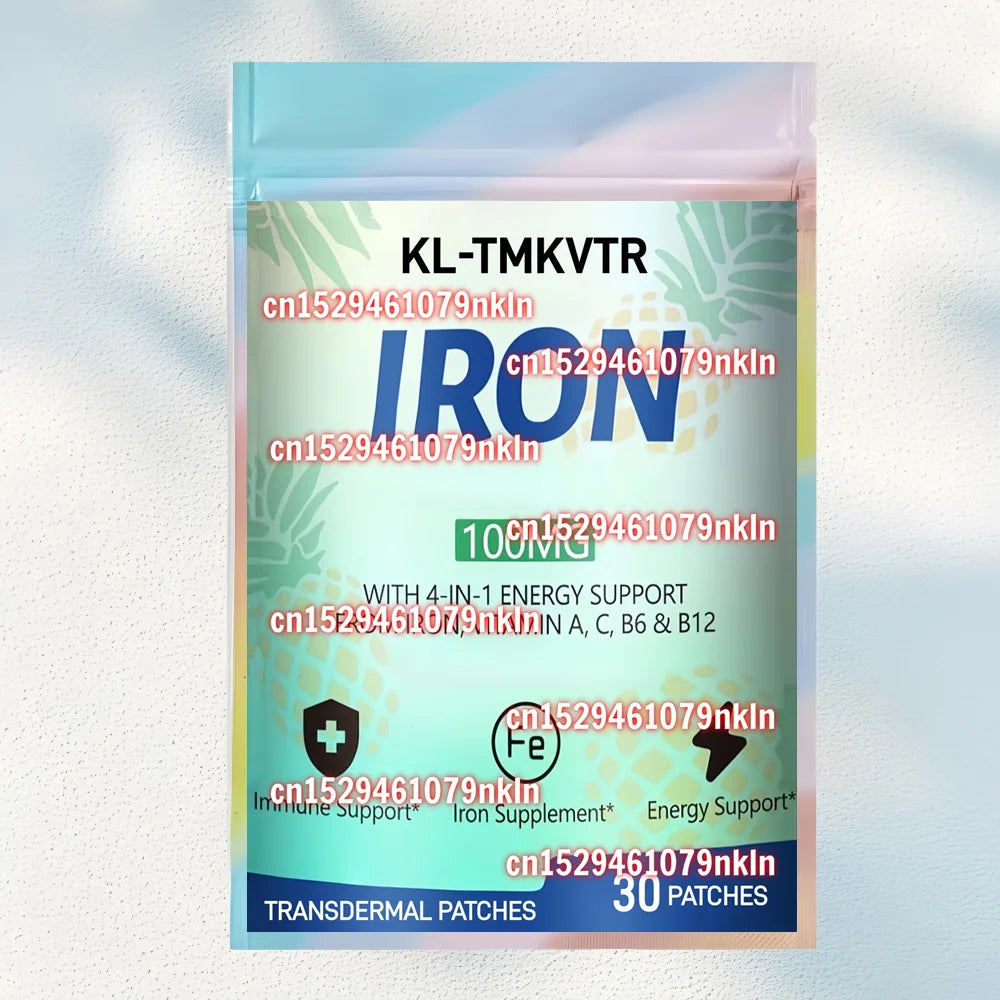30 Patches Iron Supplements Transdermal Patches for Women & Men With Vitamin C, A, B12 - Improve Absorption, Energy Boost
