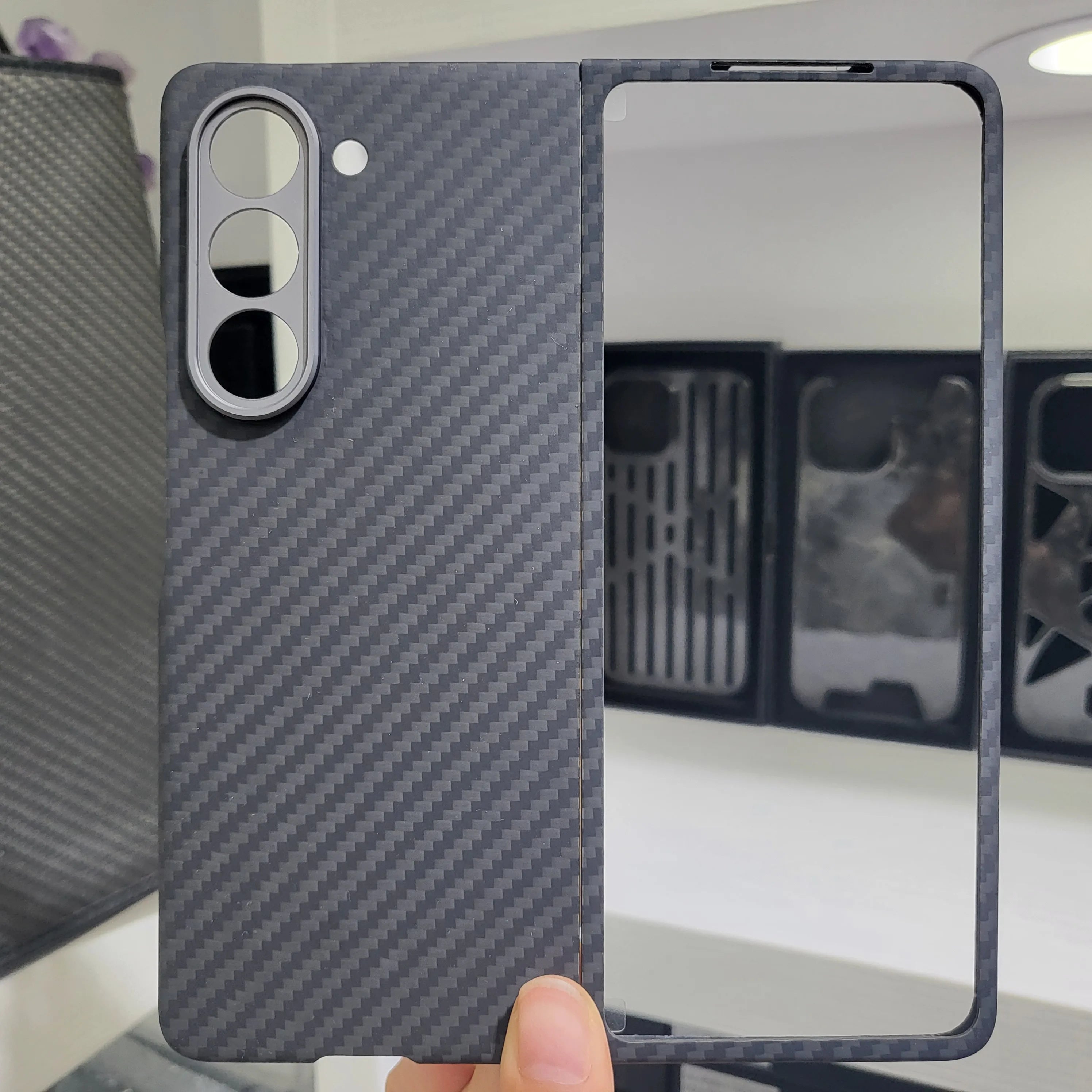 Samsung Galaxy Z Fold 6 Carbon Fiber Case | Ultra-Thin Aramid Cover Black(Fine)Ring China Mainland Tidesmit