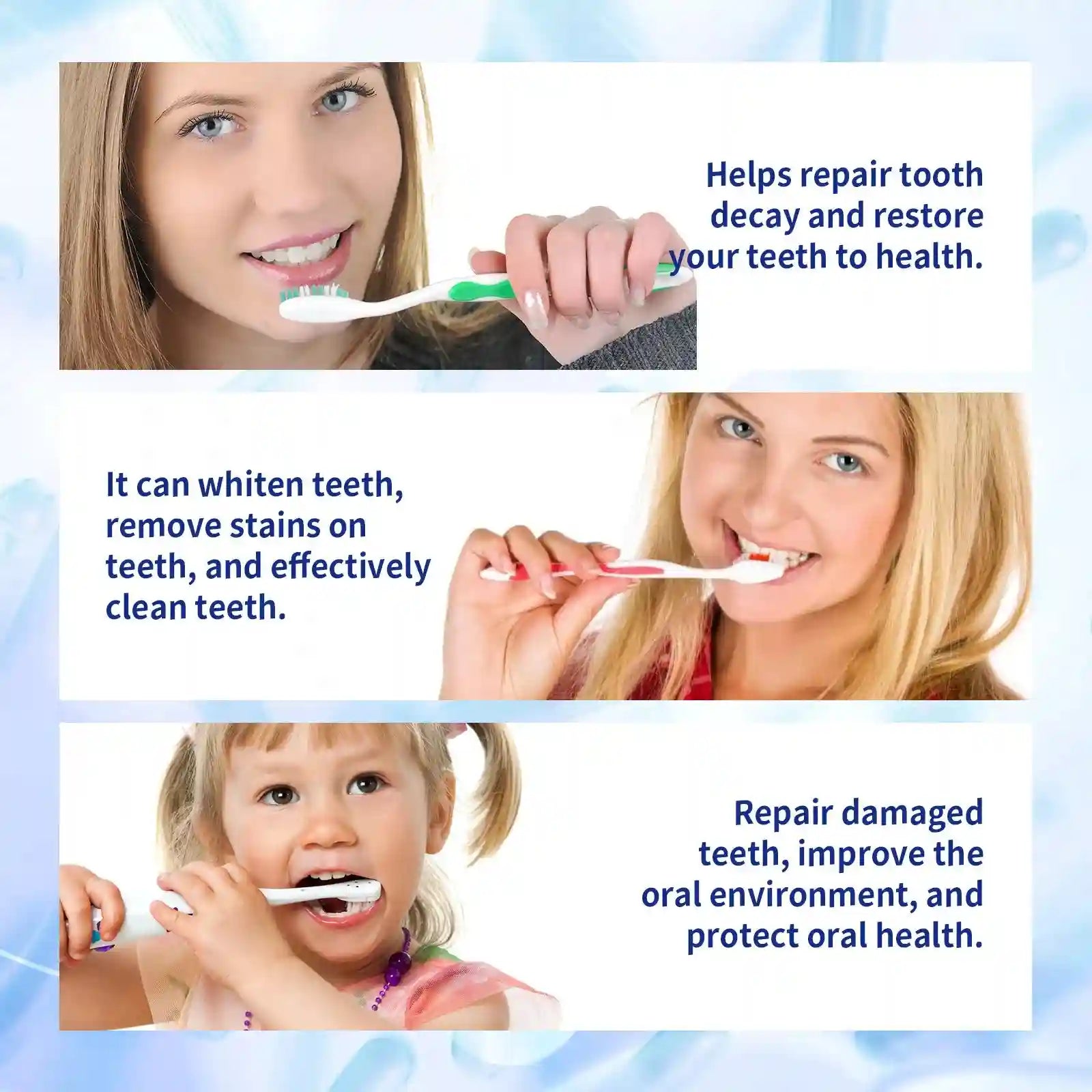 Tidesmit anti-decay whitening toothpaste for deep cleaning, plaque removal, and dental caries repair.