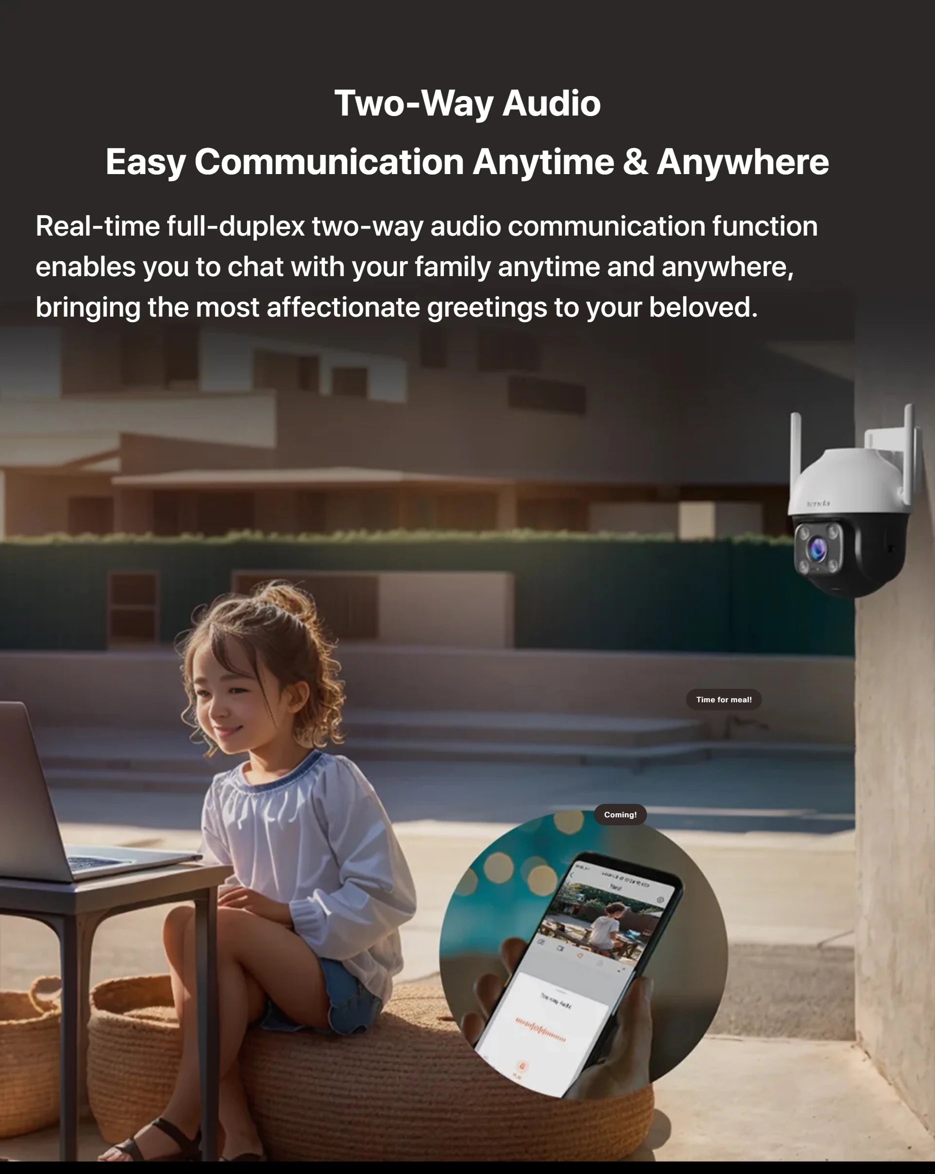Tenda 4MP Outdoor Wi-Fi Pan/Tilt Camera CH7-WCA Full-Color 360° Visual Coverage Night Vision AI Motion Detection Smart Alarm