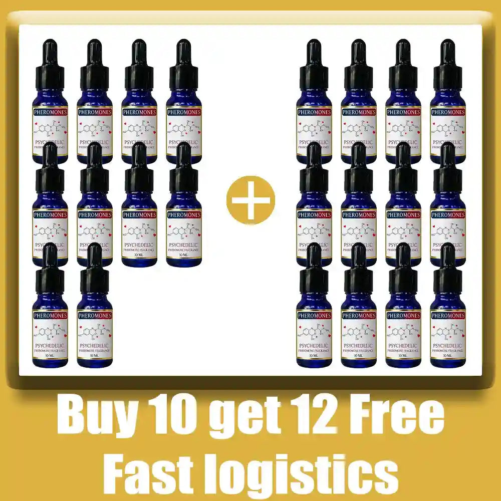 Psychedelic pheromone cologne for men, 10ml blue glass dropper bottles, long-lasting scent to attract women.
