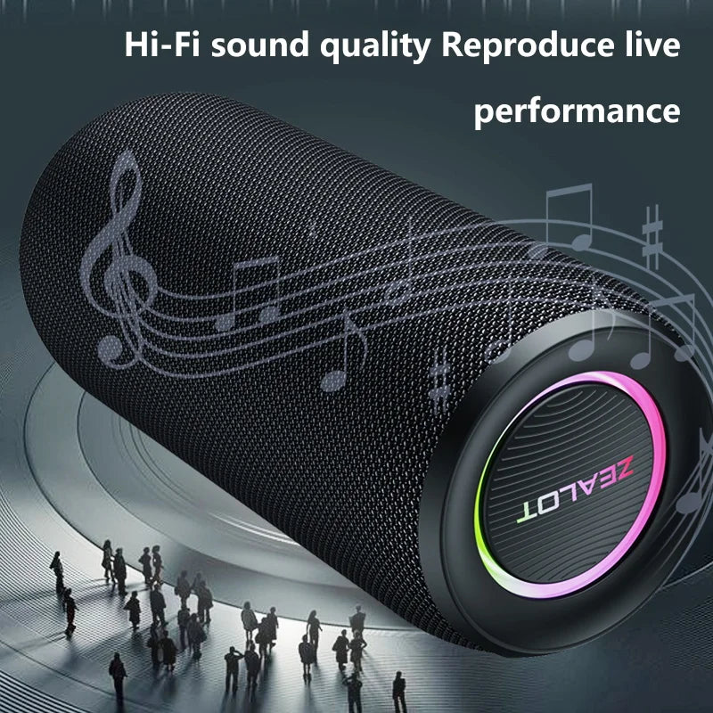 Zealot S32 MAX Outdoor Portable Subwoofer Wireless Speaker,Waterproof IPX 5,Dual Pairing, 3600mAh Battery.