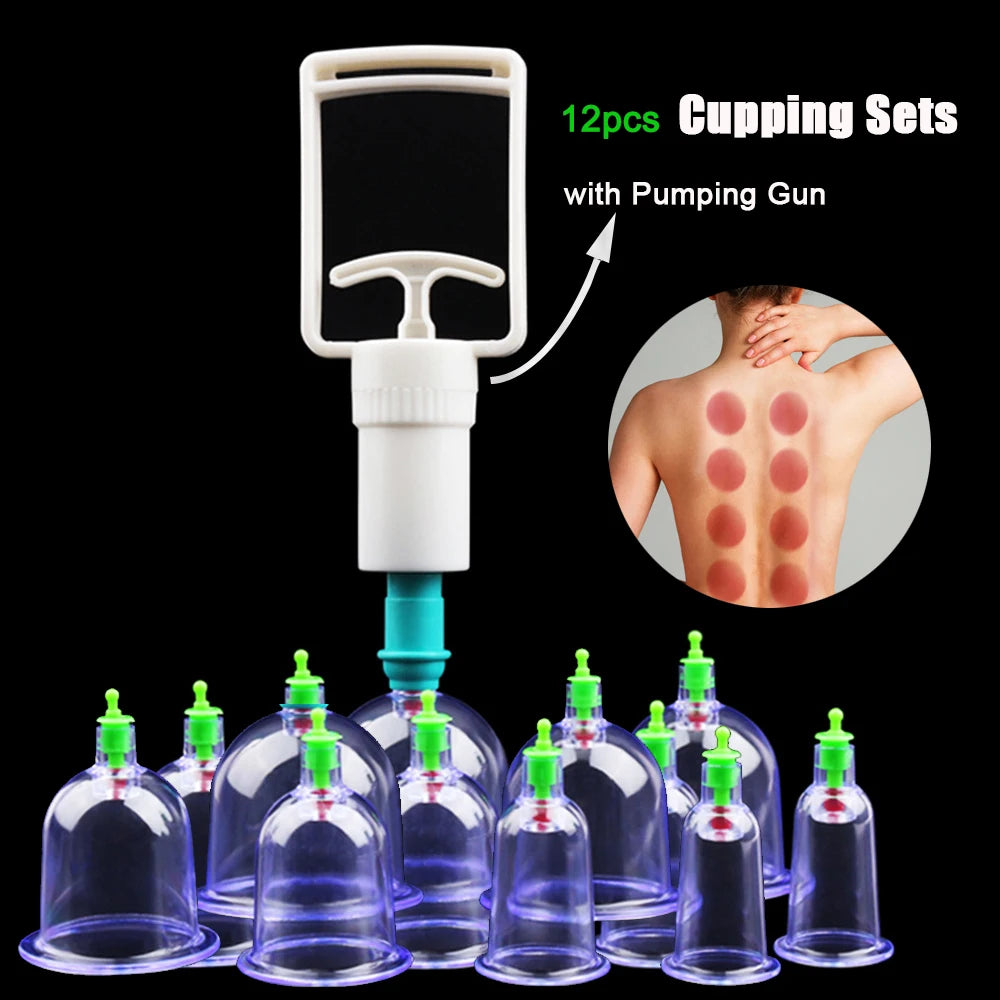 Vacuum Cupping Set with Pump - Professional Body Massage Kit Massage Cushion 12pcs set( with box Tidesmit