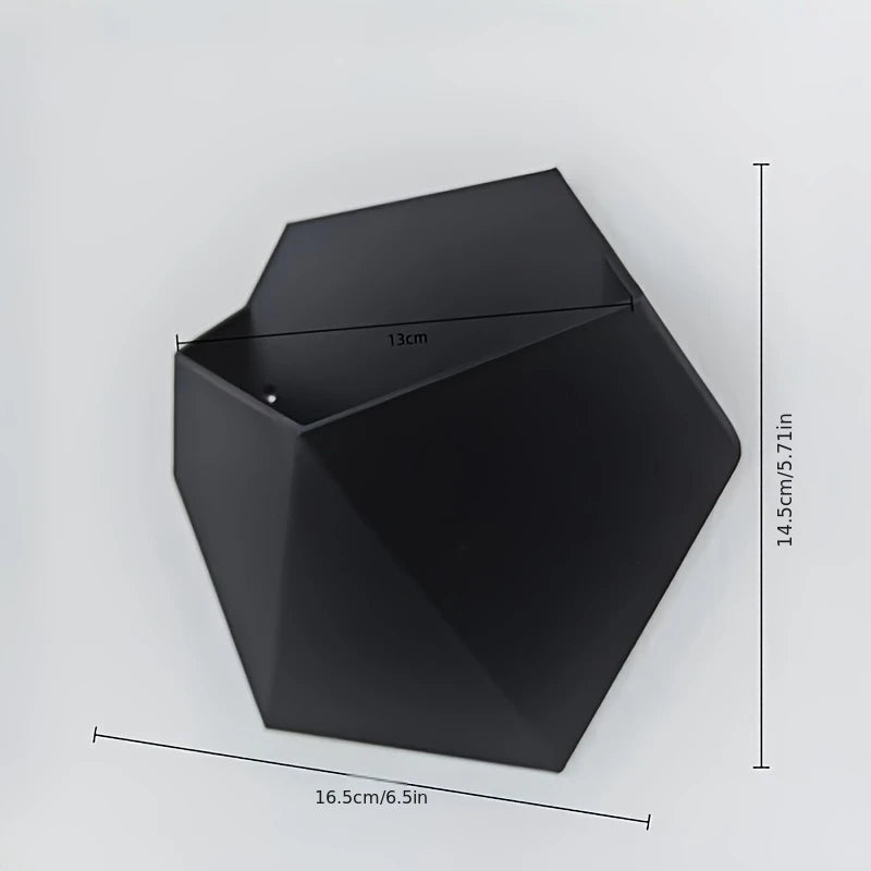 Black Hexagonal Wall Flower Pot With Mounting Holes Unique Design Home Garden Decor Wall Decoration Plant Pot Gardening Gift