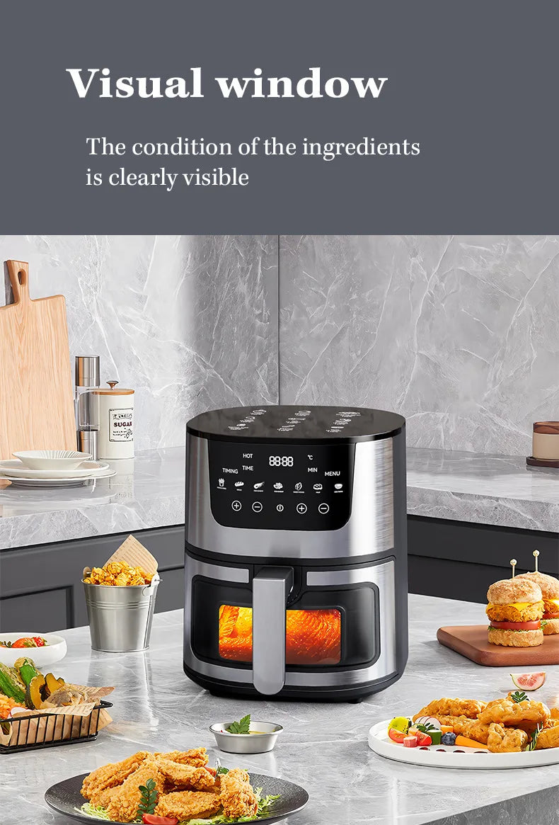 Hot Sales Air Fryer 7L Oil-free Air Fryer 360°Baking Convection Oven Air Fryers For Chicken Wings Fries Chips Healthy Cooker