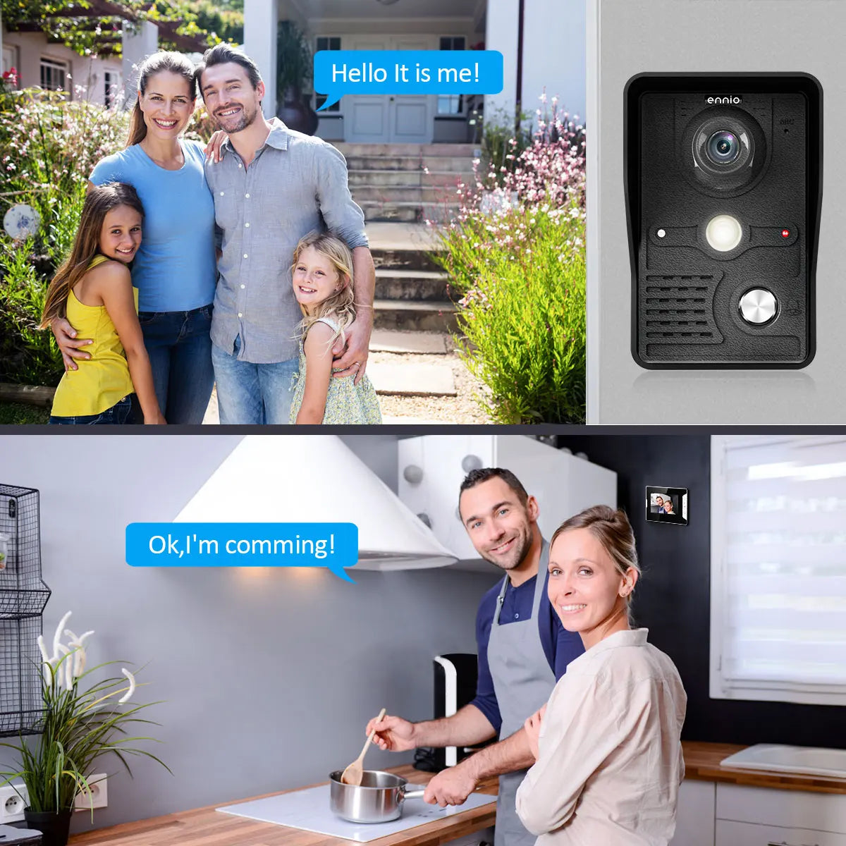 New 7 inch Video Doorbell Monitor Video Intercom With 1200TVL Weatherproof Outdoor Camera IP65 Door Phone Intercom System