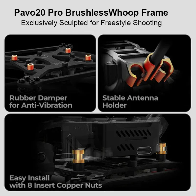 Pavo20 Pro Brushless Whoop Drone with 1104 7200KV Motors Tidesmit