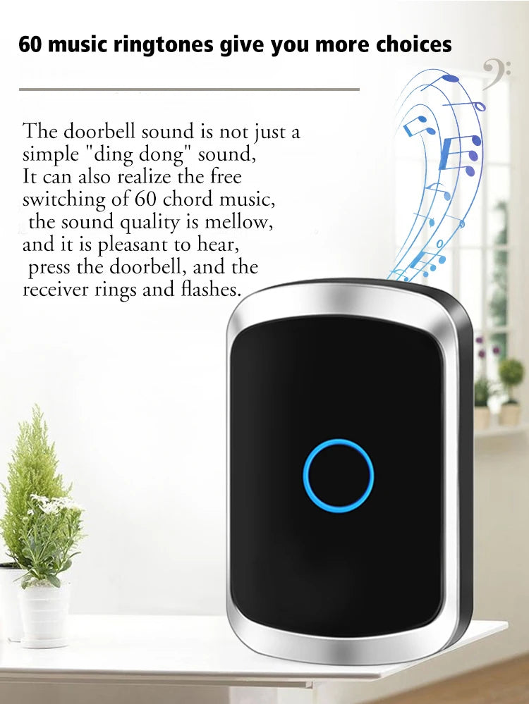 Self Powered Waterproof Wireless Doorbell Smart Home Without Battery Doorbell With Ringtone 150M Remote Receiver Bell