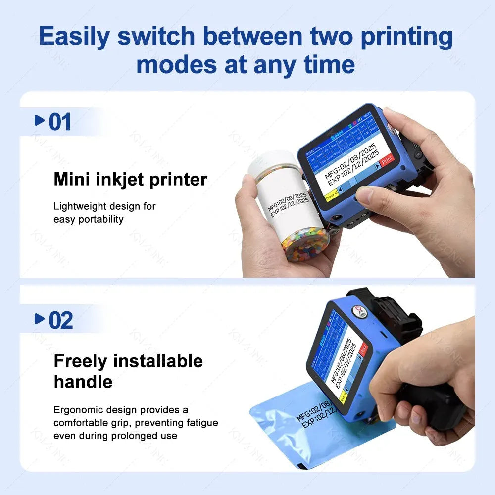 12.7mm Portable Mini Handheld Inkjet Printer for QR Barcode Batch Date Number Logo Expiry Date Coding Machine 28 Languages