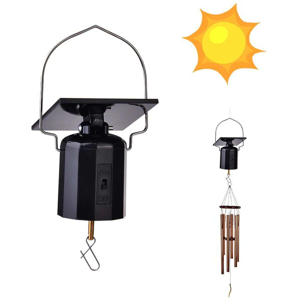 Solar Motor Wind Spinner - Black Rotating Hanging Ornament Tidesmit