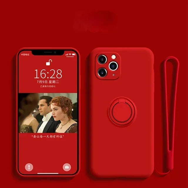 Samsung Galaxy S24 Ultra Silicone Case with Secure Ring Holder Strap Red Tidesmit