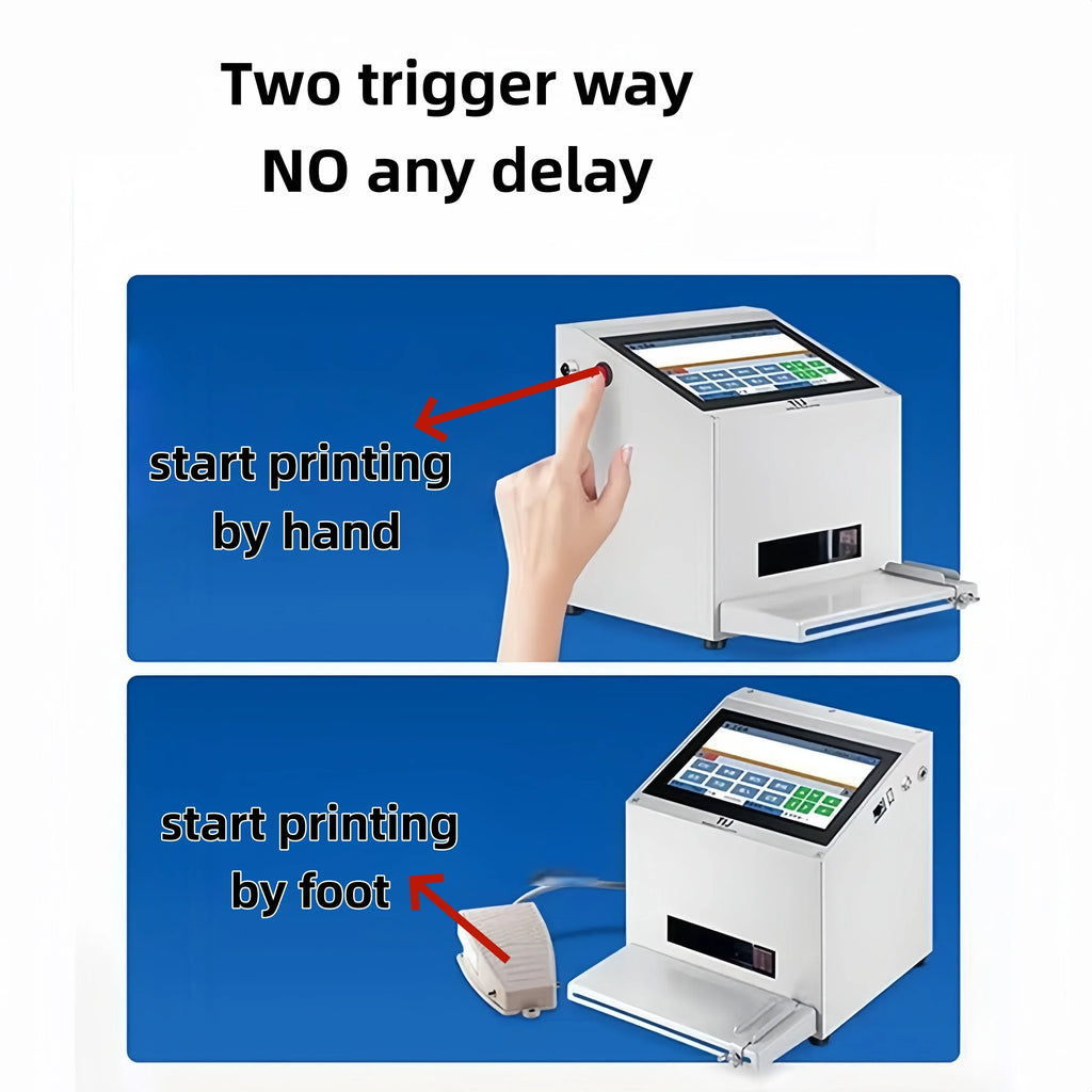 Desktop inkjet coding printer with touchscreen display and front coding tray