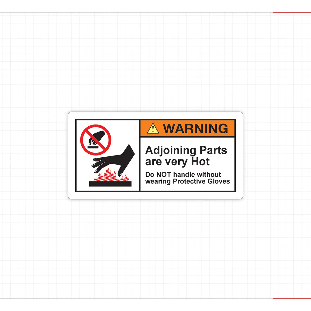 Warning Hot Surface Safety Decal Wear Protective Gloves ANSI ISO Compliant - Angle/Detail 9
