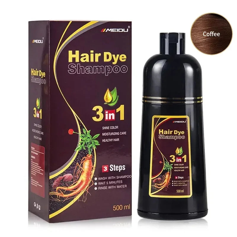Black Hair Dye Shampoo 3 In 1 Quick Instant Coloring Shampoo Gray White Cover Natural Plant Fast Dye Long Lasting Dye Shampoo