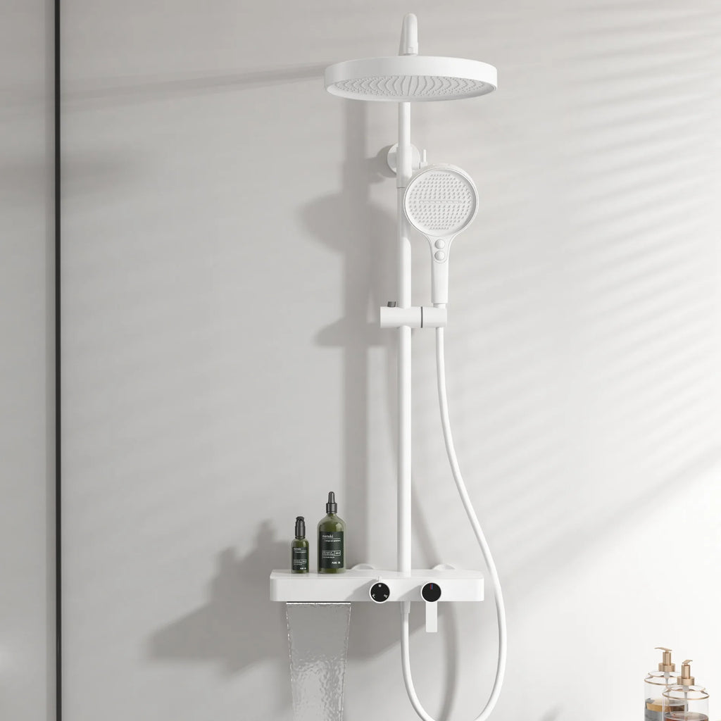 KEMAIDI Bathroom Shower System Set Hot and Cold Control Multifunctional Knobbed Triple Function Shower Set with Hand Shower