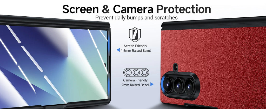 Samsung Galaxy Z Fold 7 Leather Case, Slim Magnetic Shock-Absorbing Cover Tidesmit