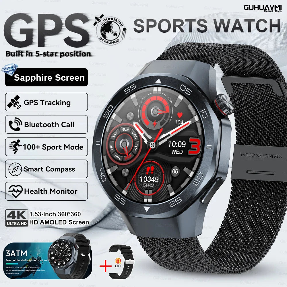2026New Original Premium Sports SmartWatch Ultra 1.53“Display Built-in GPS Compass 3ATM Waterproof Call Fitness Tracker Bracelet