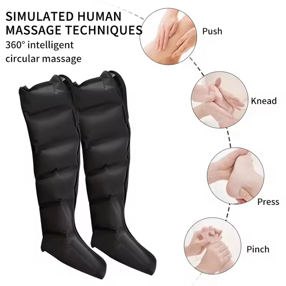Air Compression Massage Boots for Leg Circulation - Black EU Plug Relaxation Treatment Tidesmit