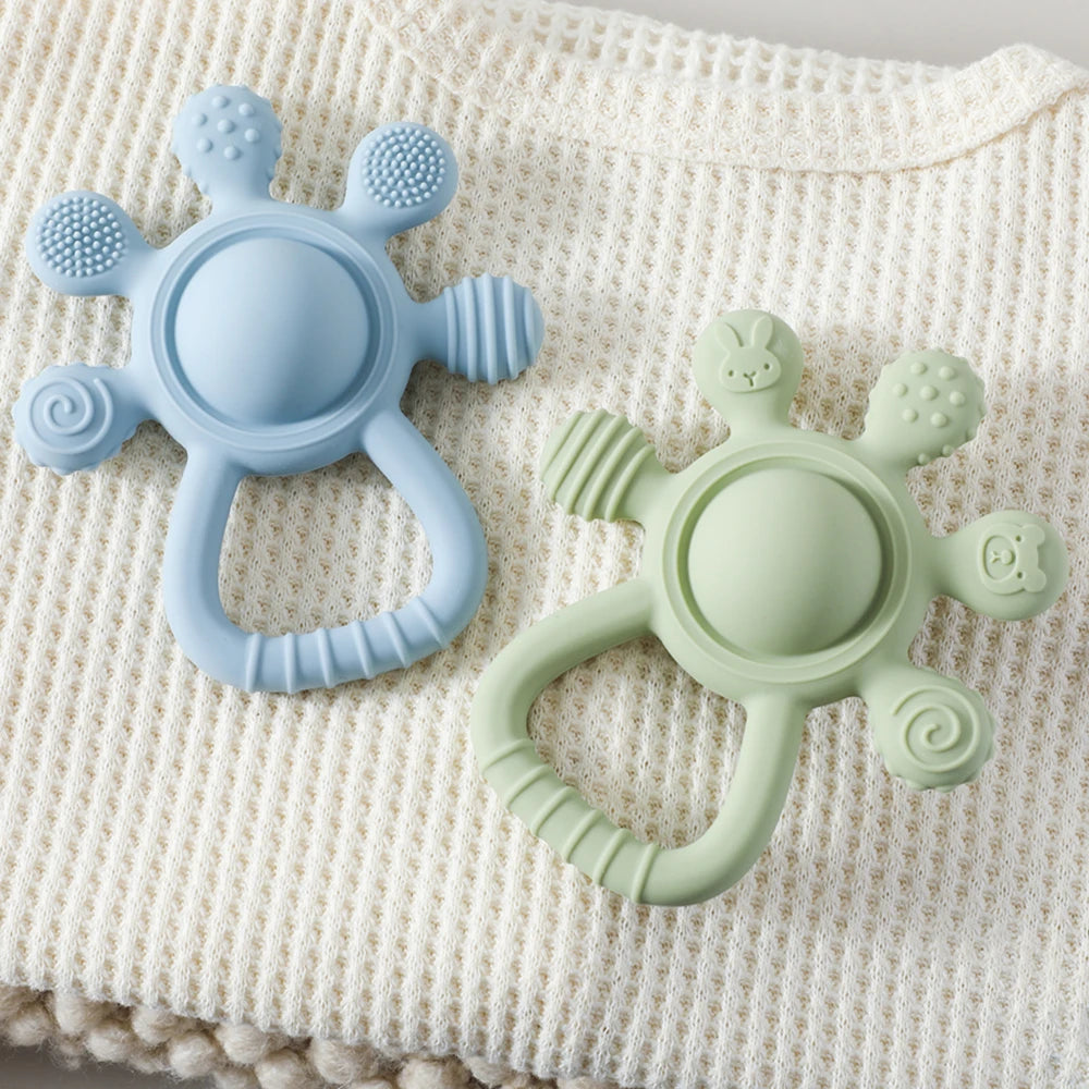 Baby BPA Free Silicone Teether Toy Rattle Silicone Teething for Teeth Newborn Accessories Food Grade Infant Soothing Nusing Toys