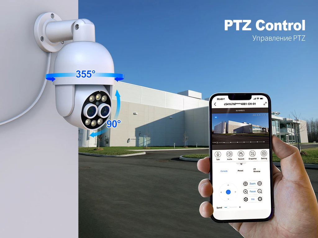 Techage 8MP POE IP Camera Dual Lens HD CCTV Video Smart AI Outdoor Audio Auto Tracking PTZ  Camera Surveillance Security System