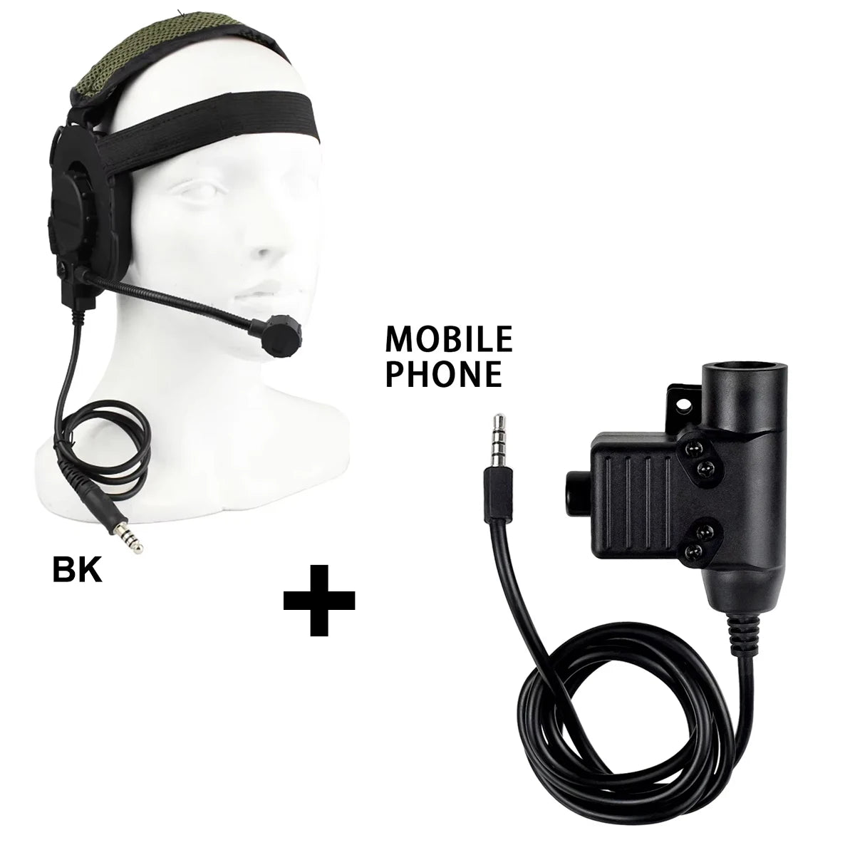 Tactical Shooting Headset with U94 PTT for Baofeng Radio - Tidesmit BK Combe 2 Tidesmit