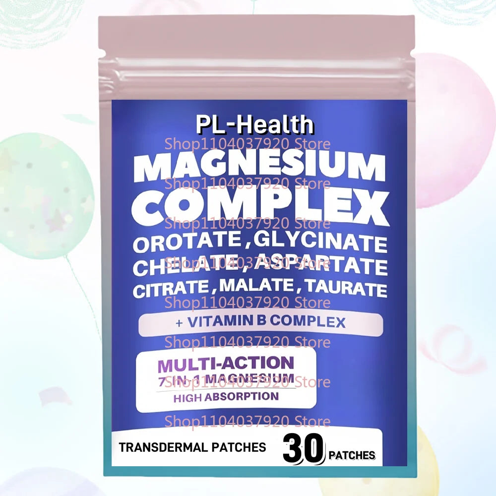 30 Patches Magnesium Complex Transdermal Patches Magnesium Glycinate, Malate with Vitamins Support Muscle,Heart Support