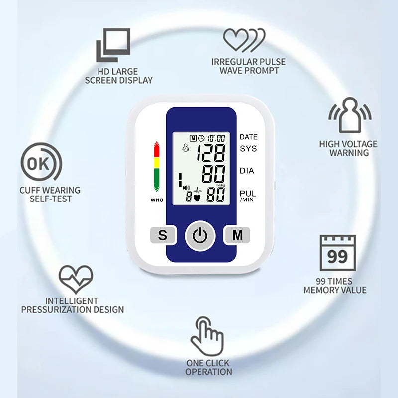 Arm Blood Pressure Monitor BP Automatic Professional Medical Portable Tonometer Digital Tensiometer Heart Rate Monitor 32 Cuff