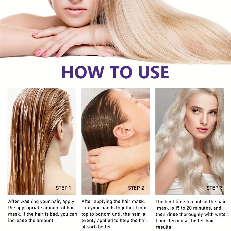 Tidesmit GSWP Botox Keratin hair mask application guide: moisturizing treatment to repair damaged hair, frizz, and ends.