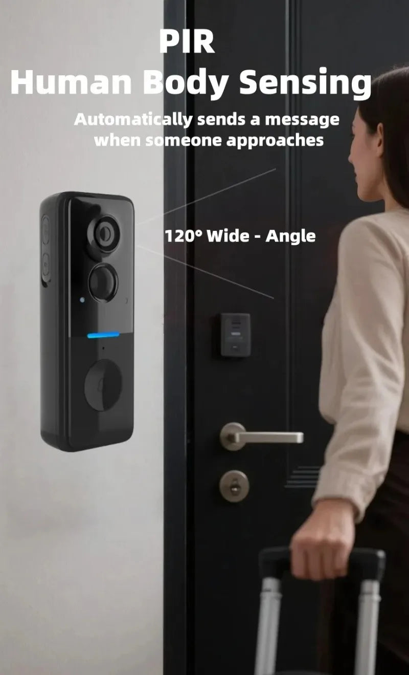 Tuya Doorbell with Solar Rain Cover Camera Wireless Video Doorbell Wifi PIR Human Body Sensing Outdoor Door Bell Video Intercom