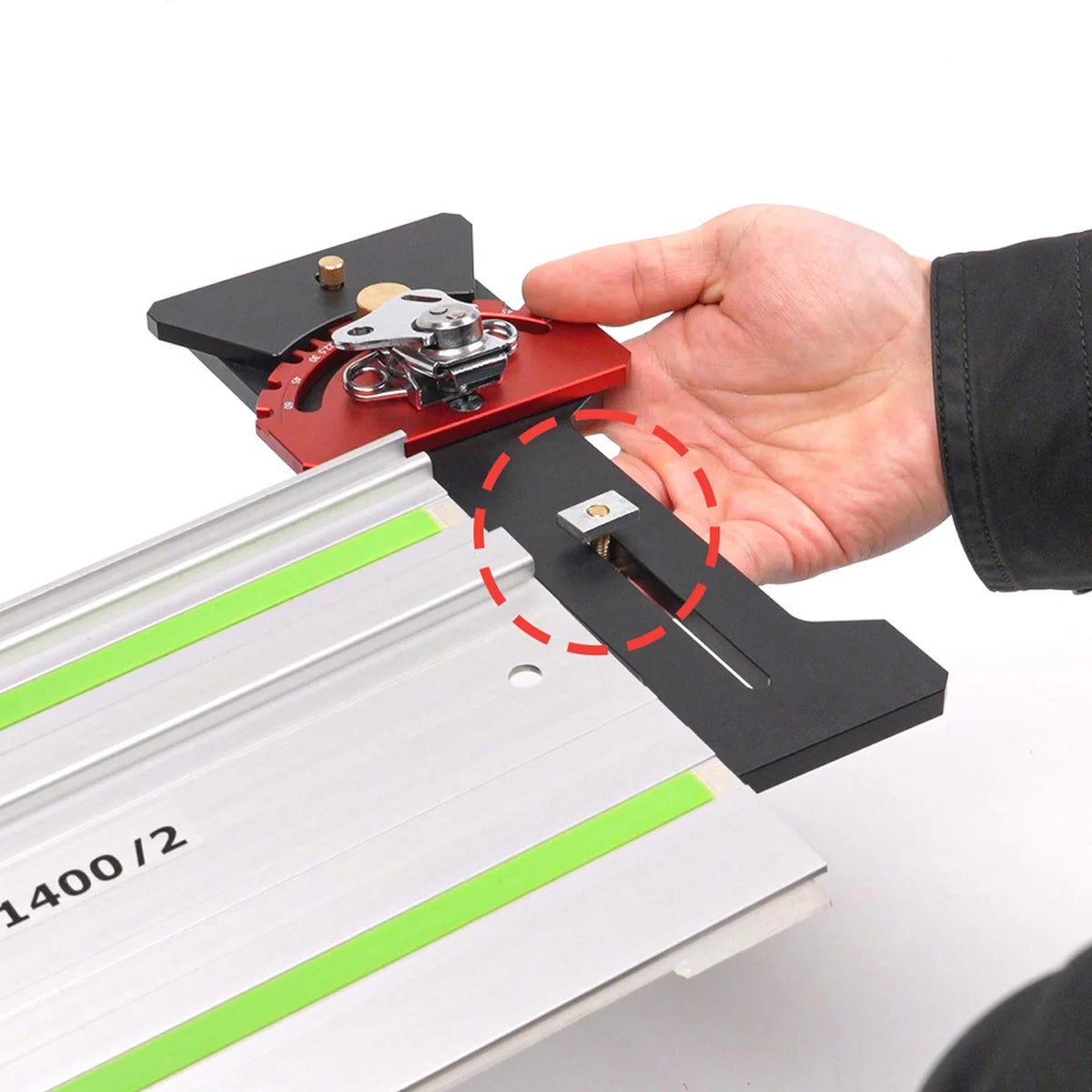 Woodworking Track Saw Angle Fence Guide 0-180 Degrees Adjustable, Precision Aluminum Alloy Angle Stop for Track Saw Rails