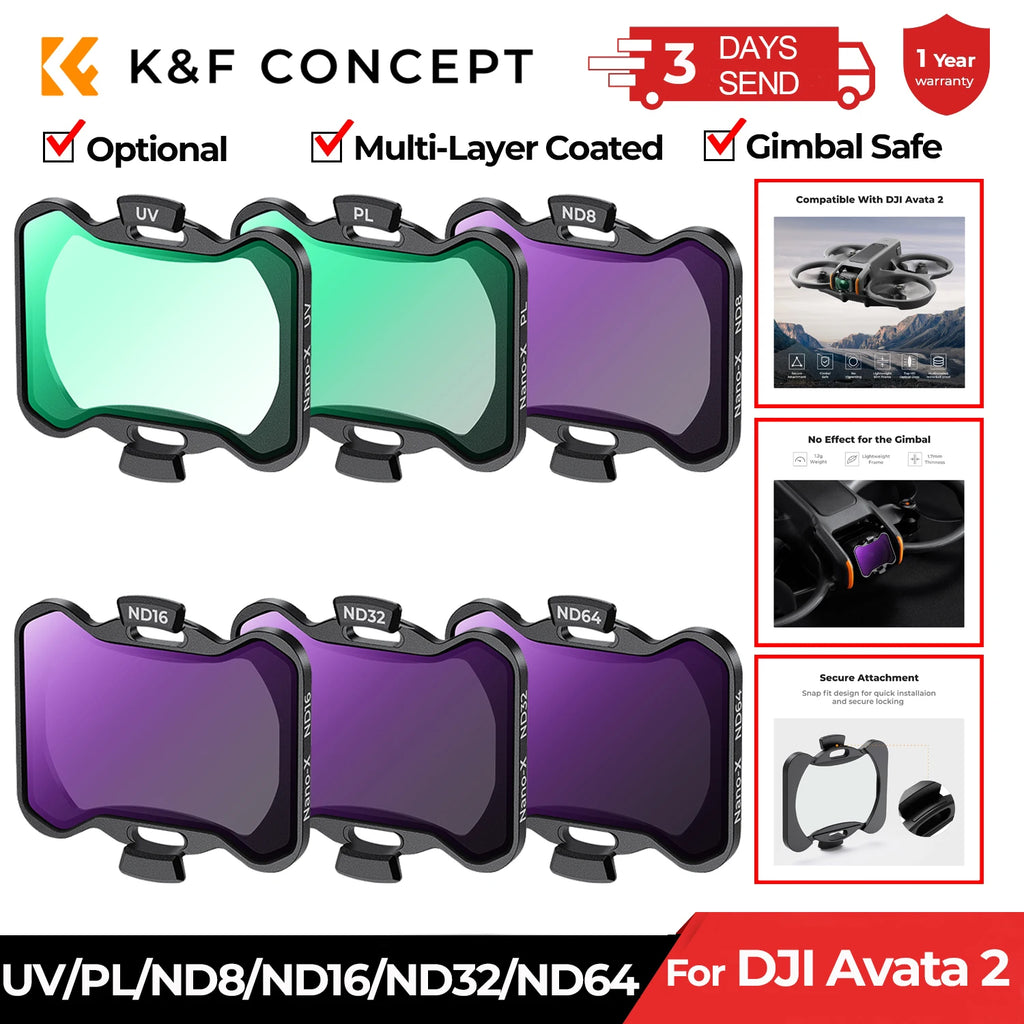 DJI Avata 2 Filter Set: Professional UV, CPL, and ND Lens Kit Tidesmit