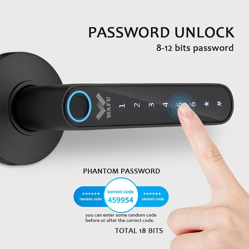 WAFU 016 Fingerprint Smart Lock Password Handle Bed Room Lock Tuya Bluetooth Password Door Lock Zine For Home Hotel