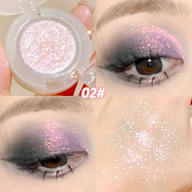 Tidesmit monochrome glitter eyeshadow shimmering highlighter powder texture close-up for waterproof diamond face makeup