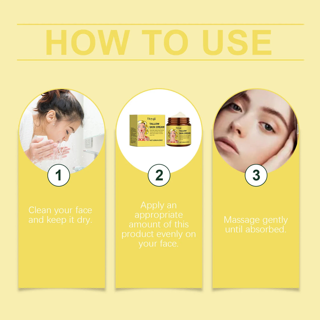 Tallow Face Cream Relieve Dryness Tighten Smooth Repair Roughness Soothing Facial Skin Nourishing Moisturizing Beef Tallow Balm