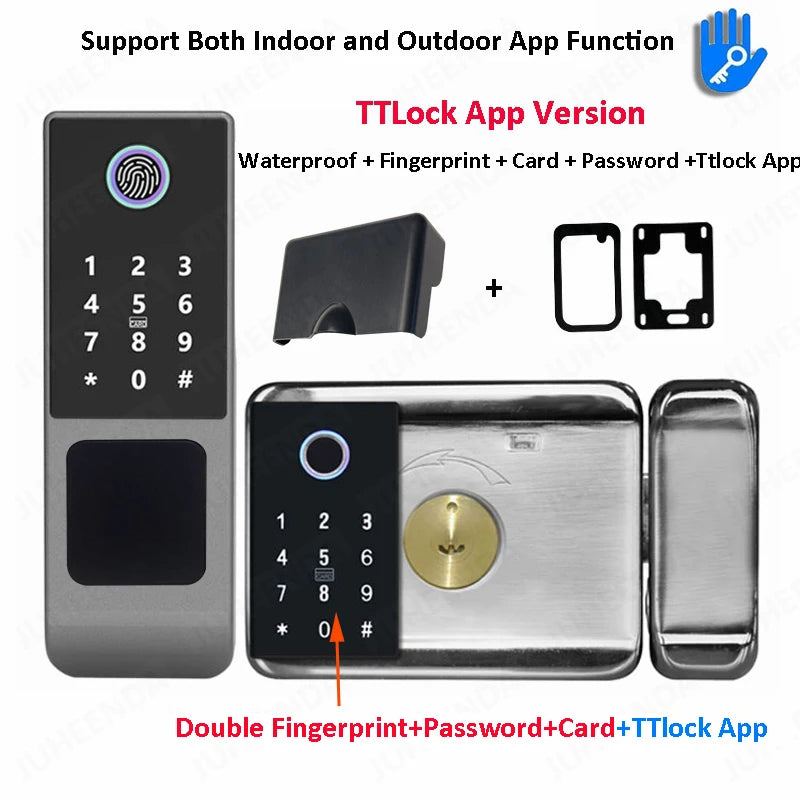 Waterproof Tuya Smart Lock Wifi Double Side Fingerprint Lock Outdoor Gate Digital Password Remote App Home Electronic Rim Lock