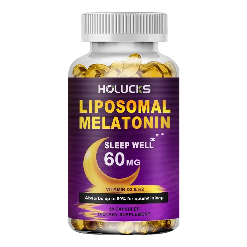 Melatonin 60mg, with Vitamin D3 K2, Chamomile, for Sound Sleep Cycle, Immune & Antioxidant, 150 Softgels Capsules