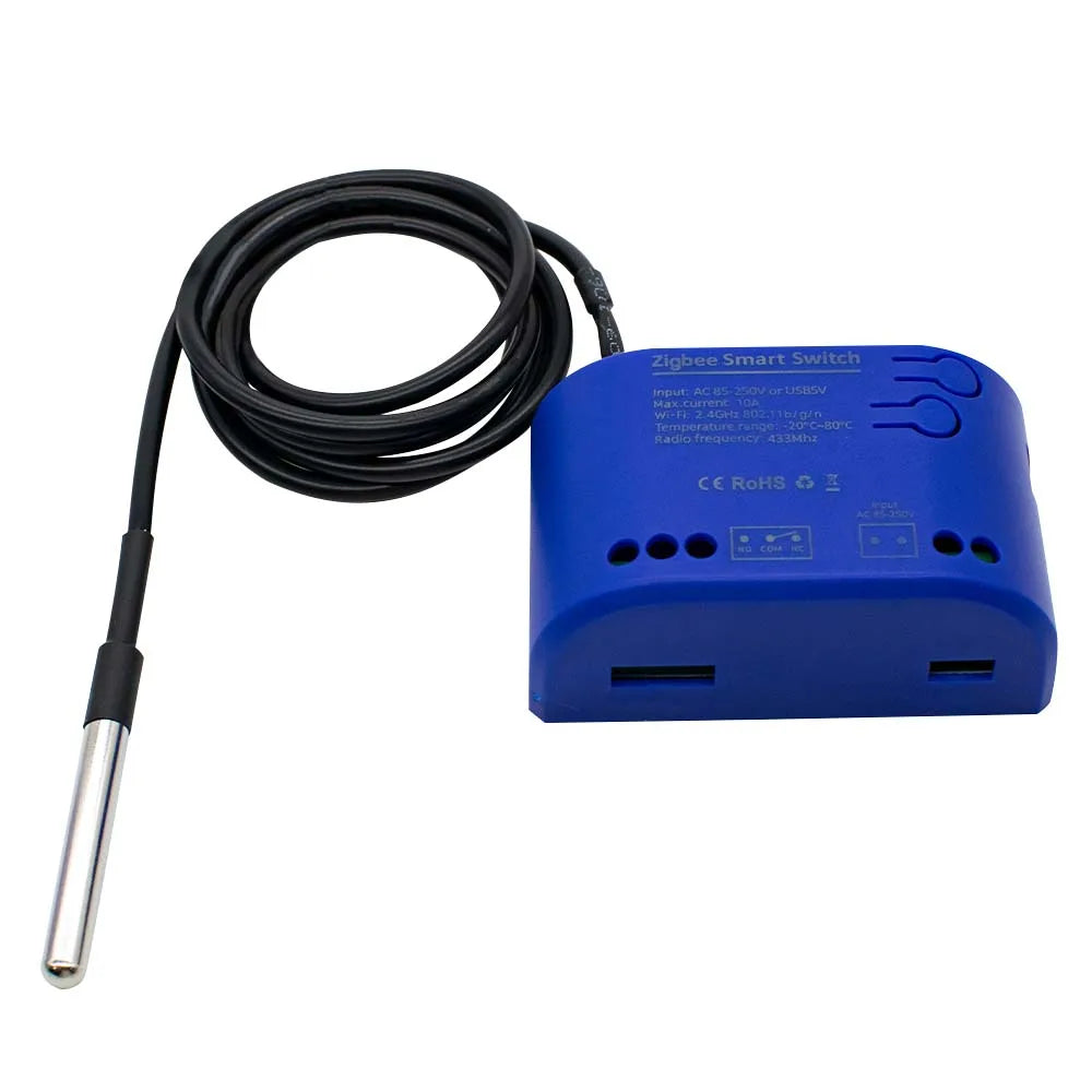 Tuya Zigbee Temperature Sensor WiFi Smart Temperature Switch with 16A 2000W Thermostat Data Monitoring Alexa Compatible