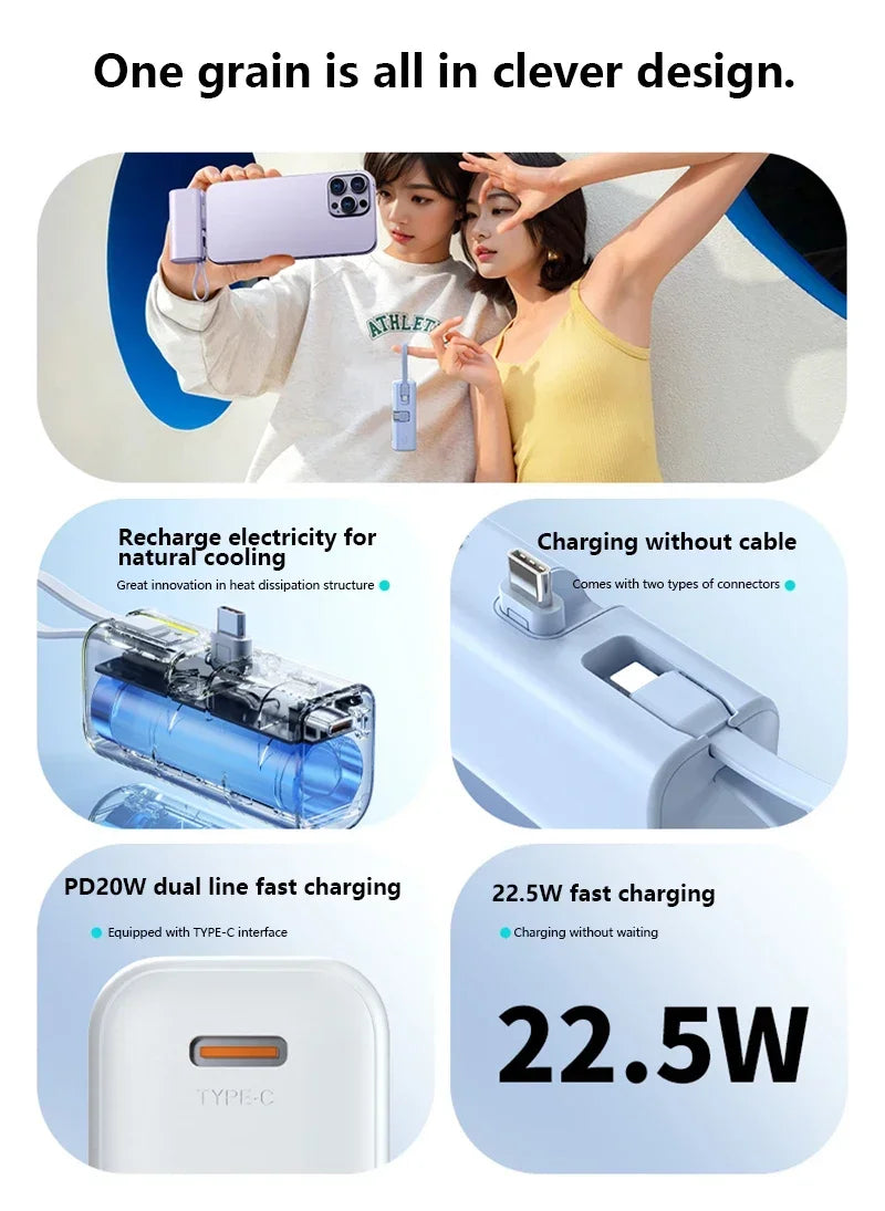 Tidesmit 50000mAh Portable Charger with Integrated Cables & USB-C Tidesmit