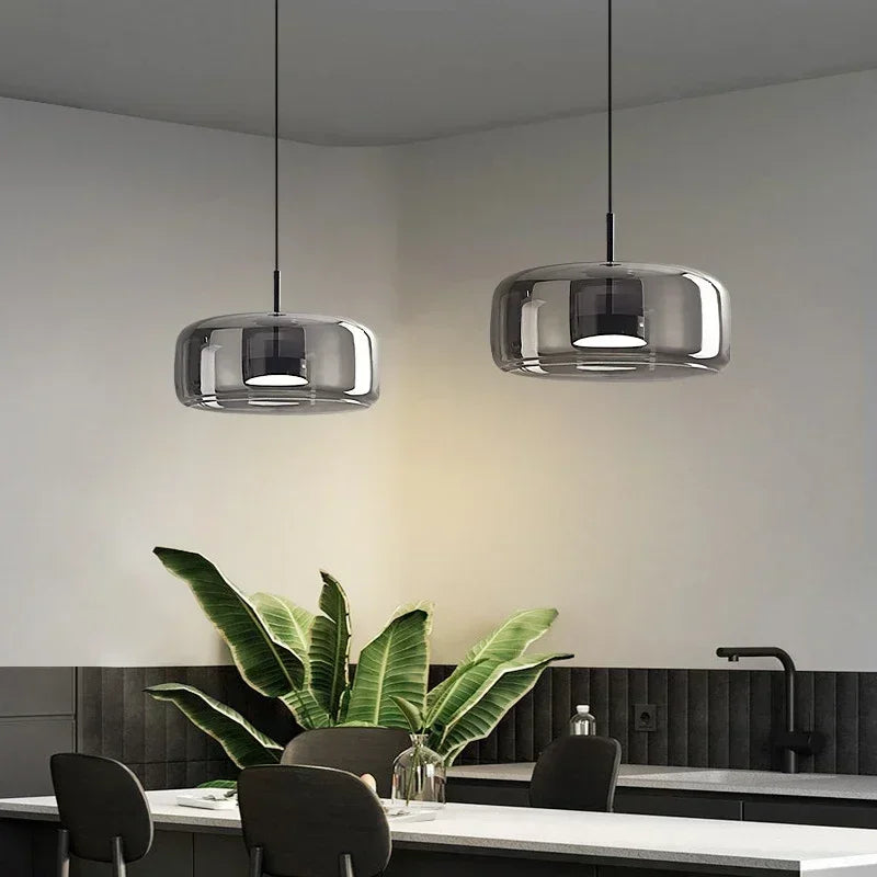 Modern Nordic Glass Ring Light | LED Adjustable Pendant Fixture Tidesmit