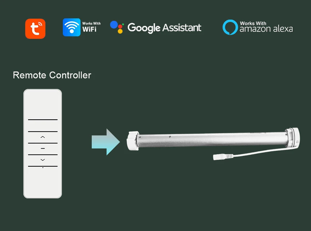 WiFi Roller Blind Motor for 38mm Tubes - App Controlled Smart Home Device Tidesmit