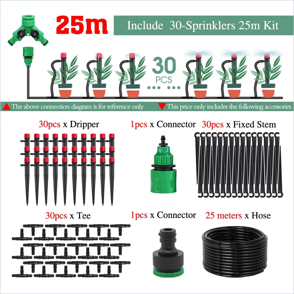 50-5M Automatic Garden Irrigation System Adjustable 13cm Sprinkler Smart Timer Greenhouse Yard Watering Kit Strong Flux